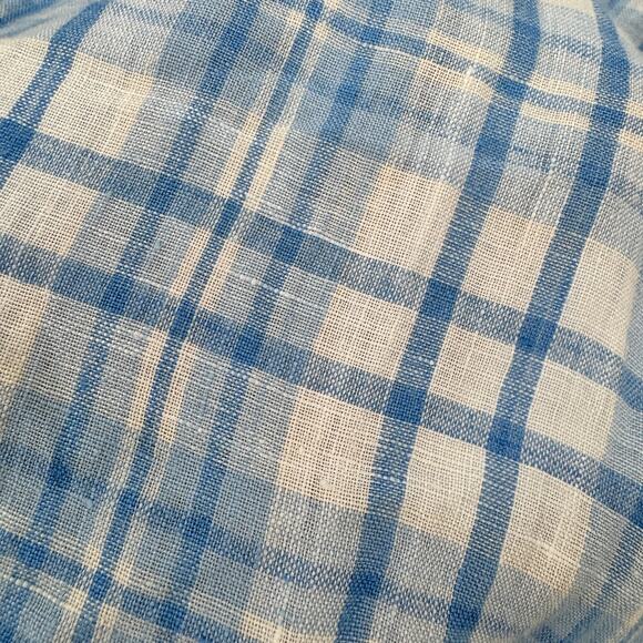 Vineyard Vines Shirt Mens Medium Blue Plaid Linen Button Down Classic Fit Tucker - Picture 5 of 7